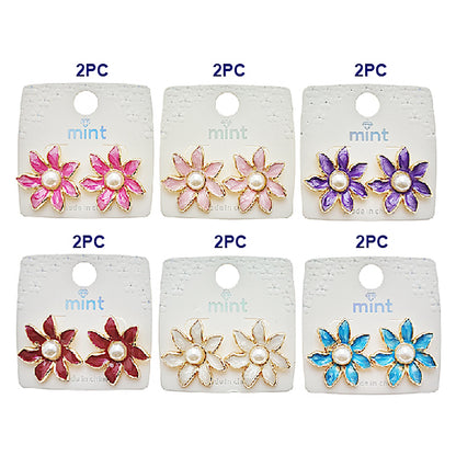 Painted Flower Post Earring