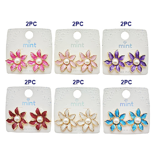 Painted Flower Post Earring