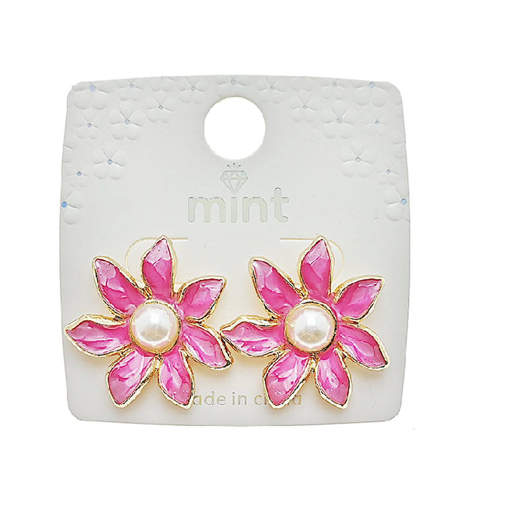 Painted Flower Post Earring