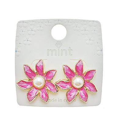 Painted Flower Post Earring