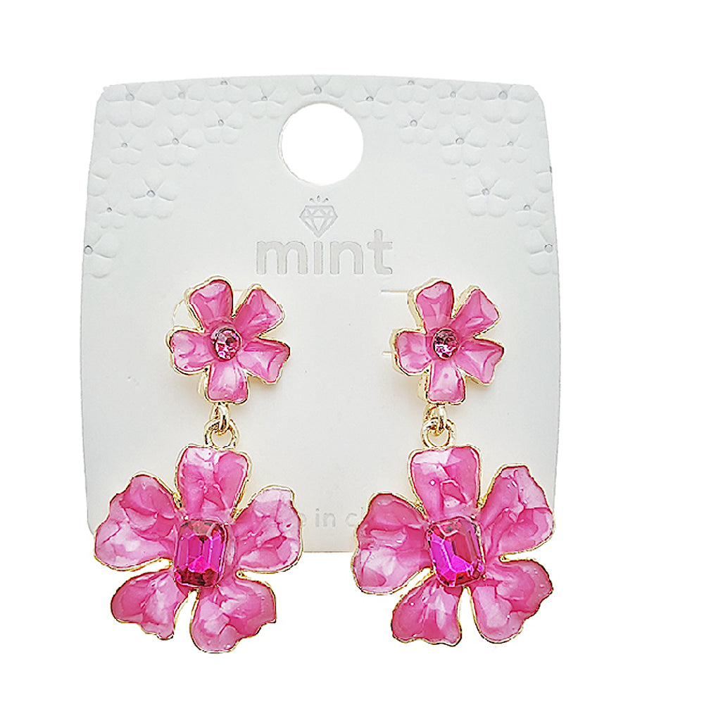 Painted Flower Drop Earring