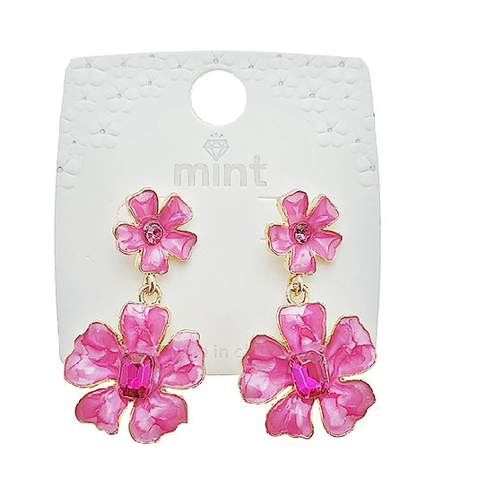 Painted Flower Drop Earring