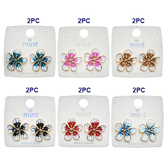 Painted Flower Post Earring
