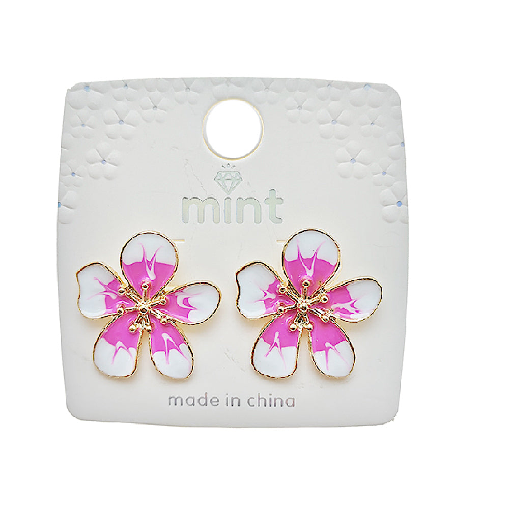 Painted Flower Post Earring