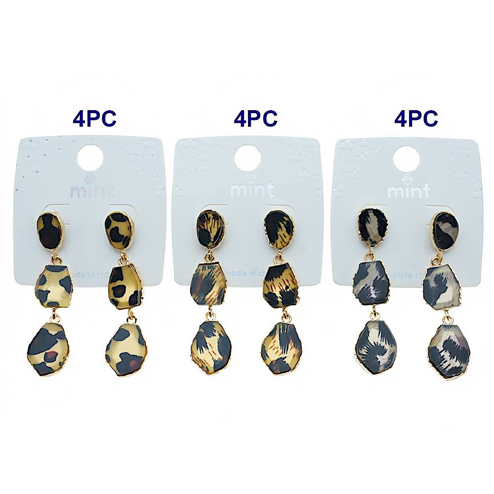 Animal Print Geometric Drop Earring