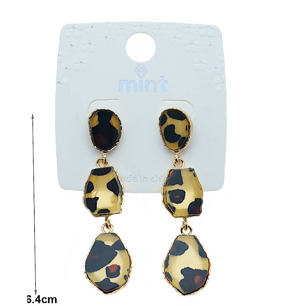 Animal Print Geometric Drop Earring