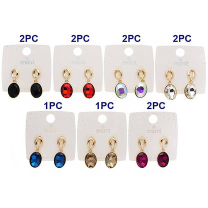 Oval Crystal Drop Earring
