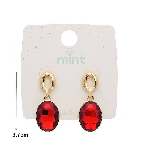 Oval Crystal Drop Earring