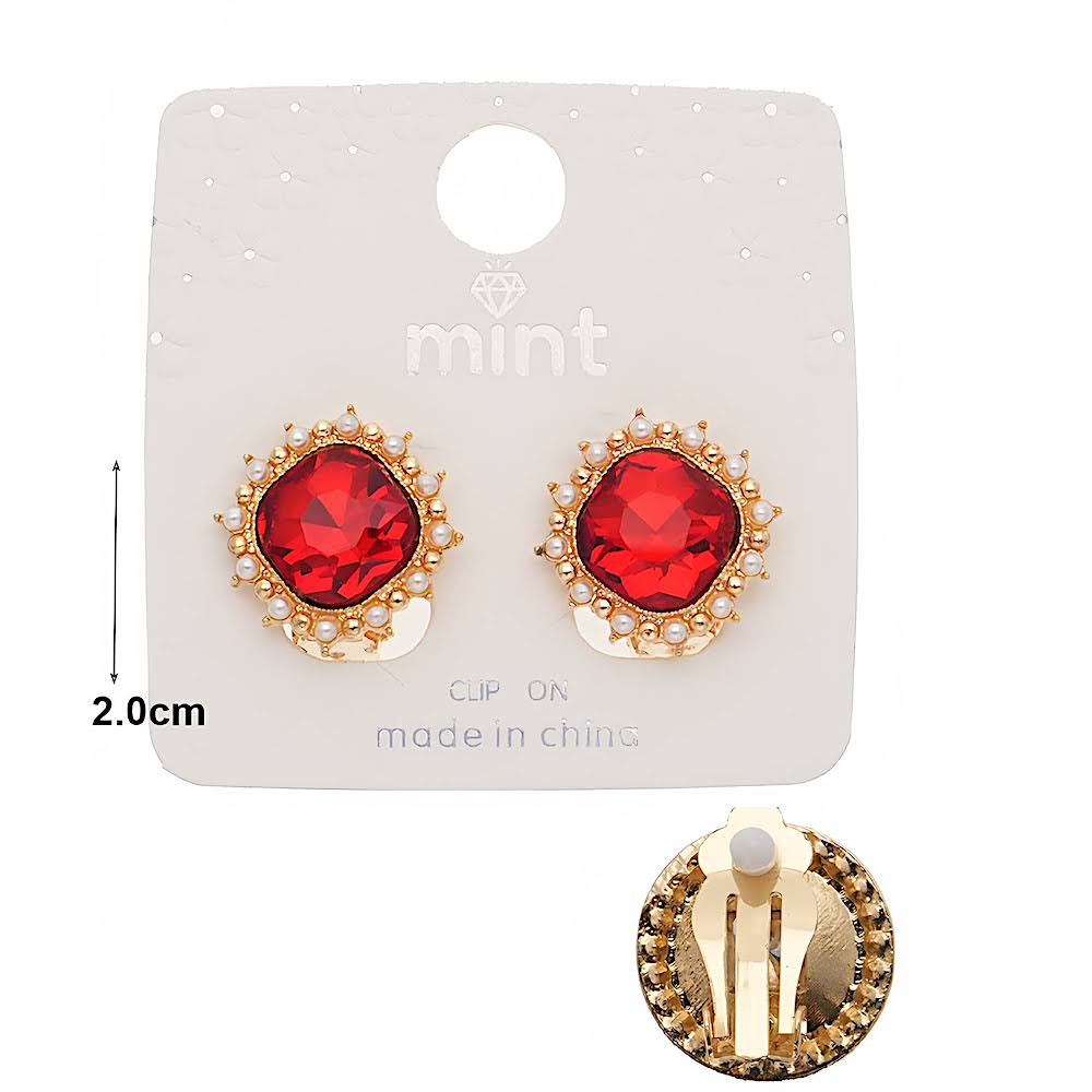 Clip On Pearl Halo Crystal Earring