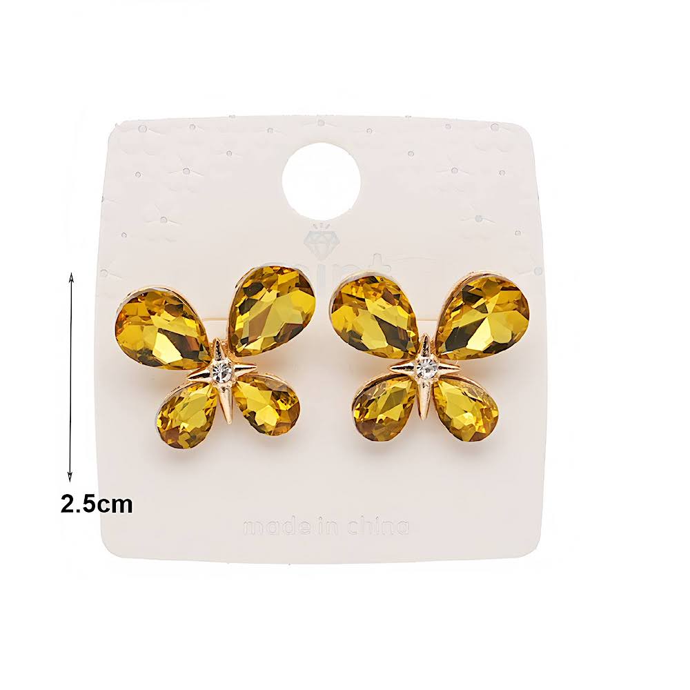 Crystal Butterfly Post Earring