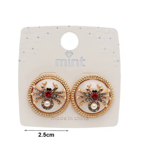 Halloween Rhinestone Spider Post Earring