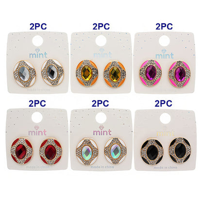 Enamel Rhinestone Oval Earring