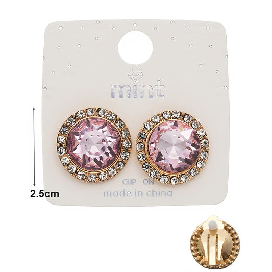 Clip On Halo Circle Crystal Earring