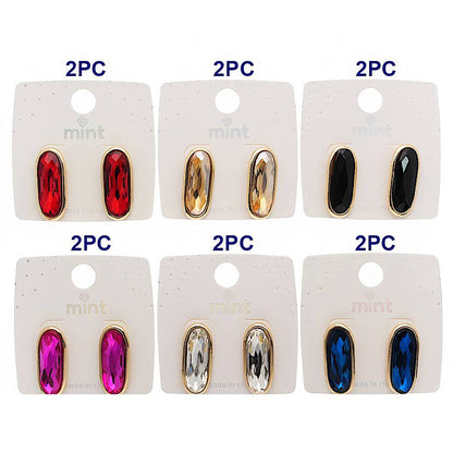 Long Oval Crystal Post Earring