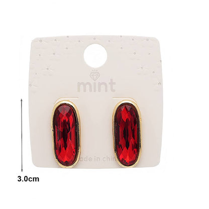 Long Oval Crystal Post Earring