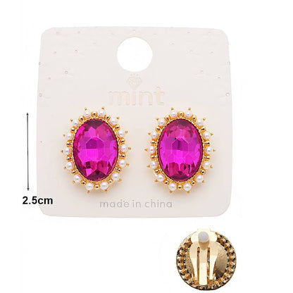 Clip On Pearl Halo Crystal Earring