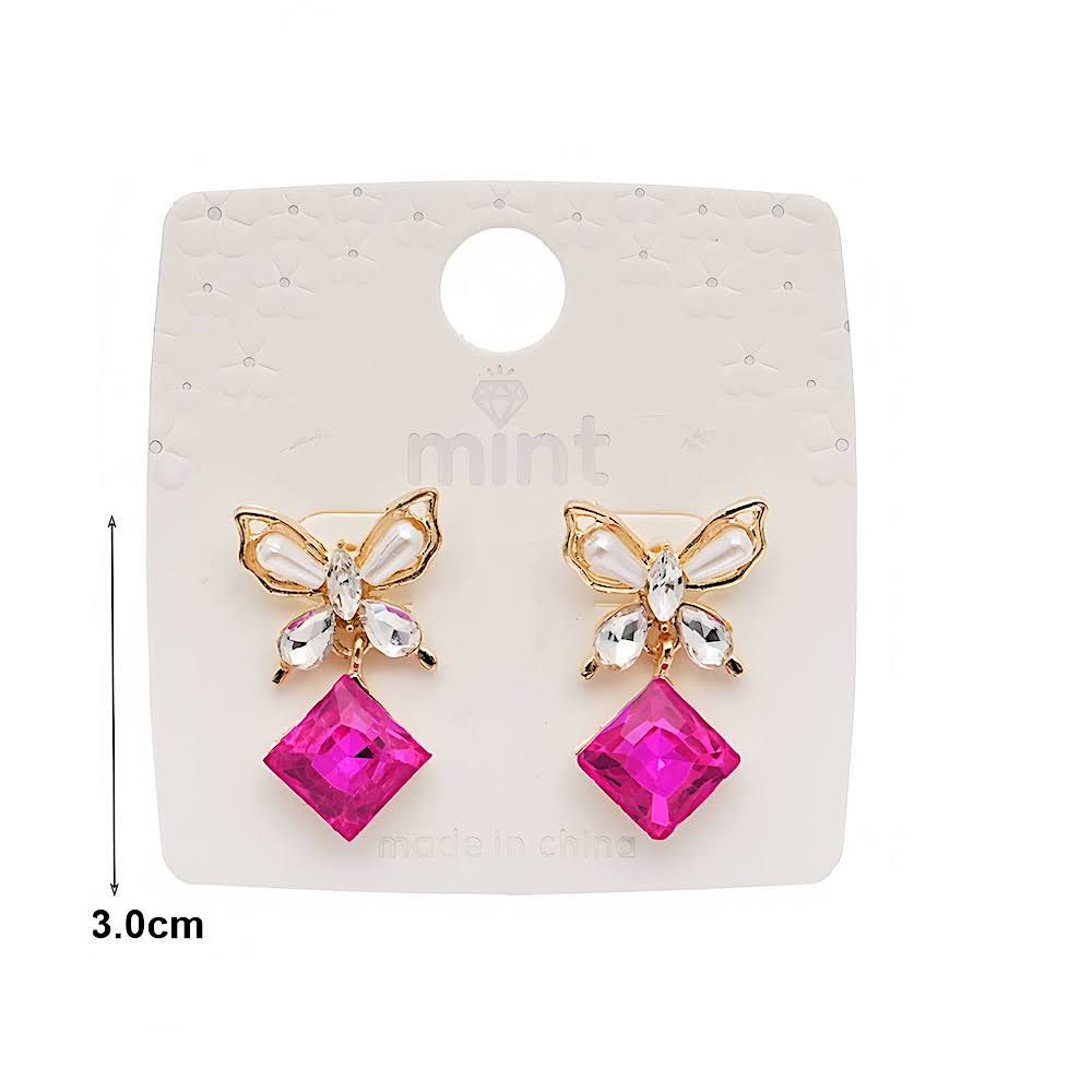 Crystal Butterfly Drop Earring