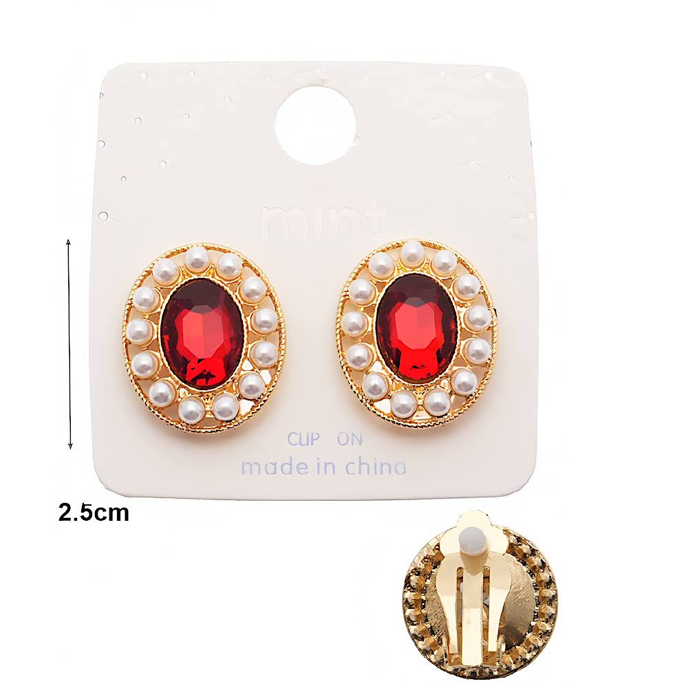 Clip On Pearl Halo Crystal Earring
