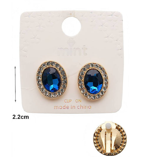 Clip On Halo Oval Crystal Earring