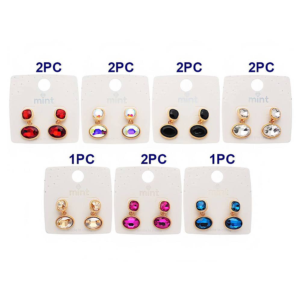 Oval Crystal Drop Earring