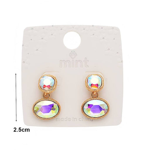 Oval Crystal Drop Earring