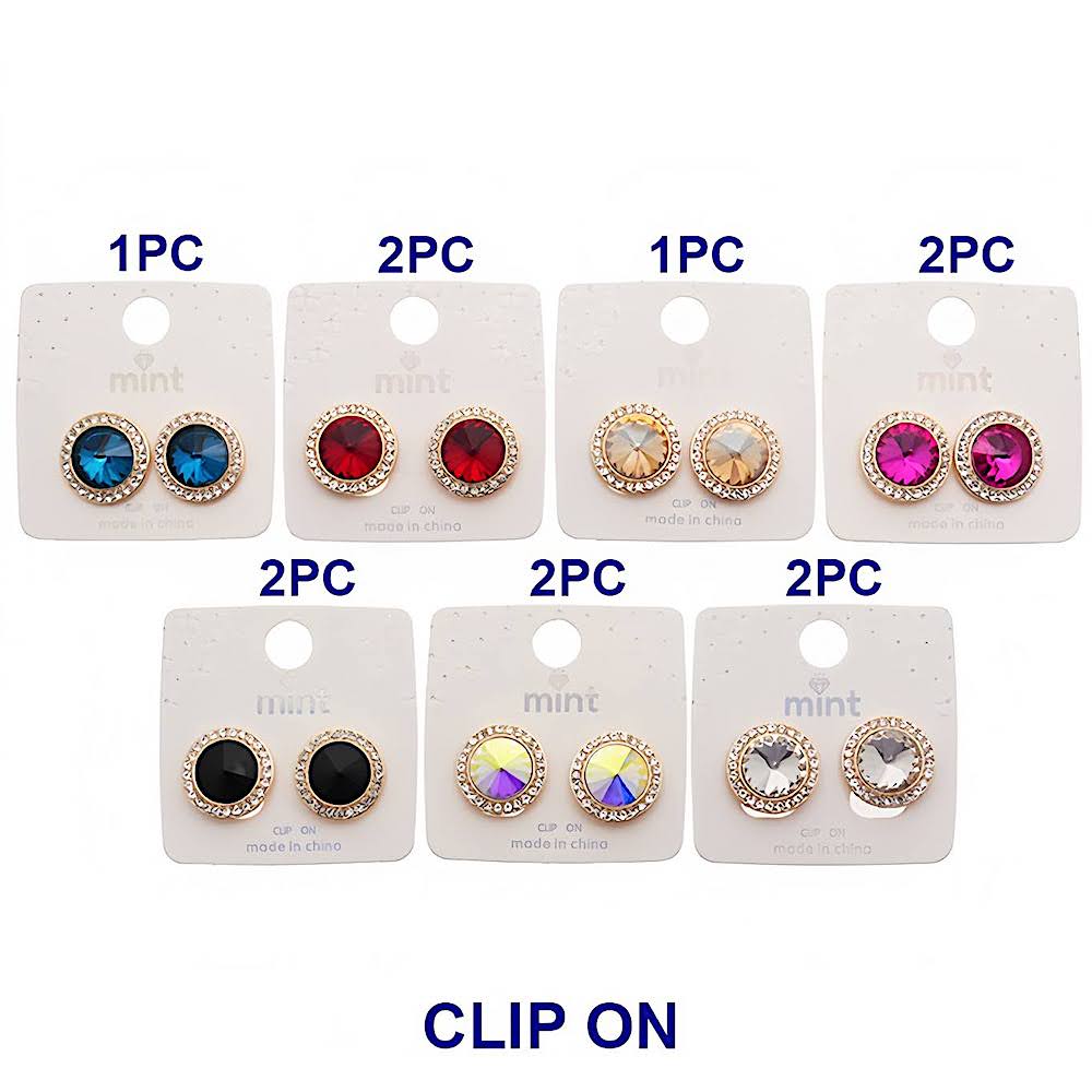 Clip On Halo Circle Crystal Earring