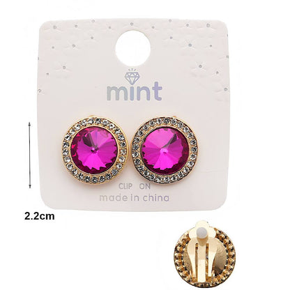Clip On Halo Circle Crystal Earring