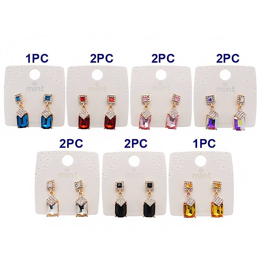Crystal Rectangle Drop Earring