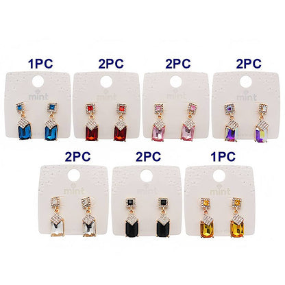 Crystal Rectangle Drop Earring