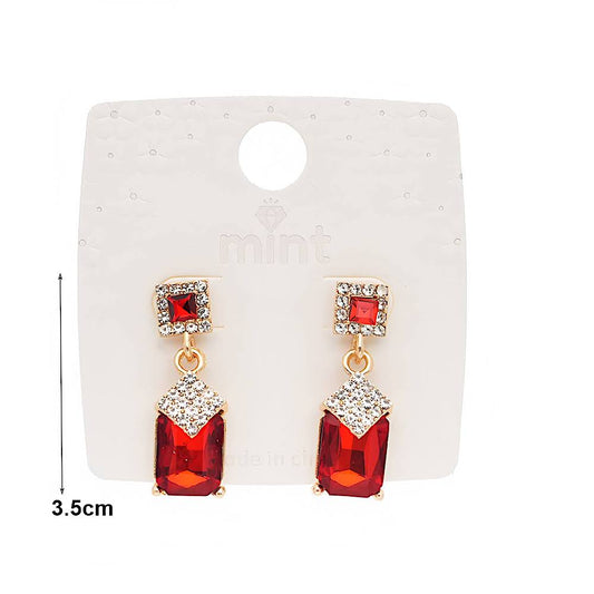 Crystal Rectangle Drop Earring