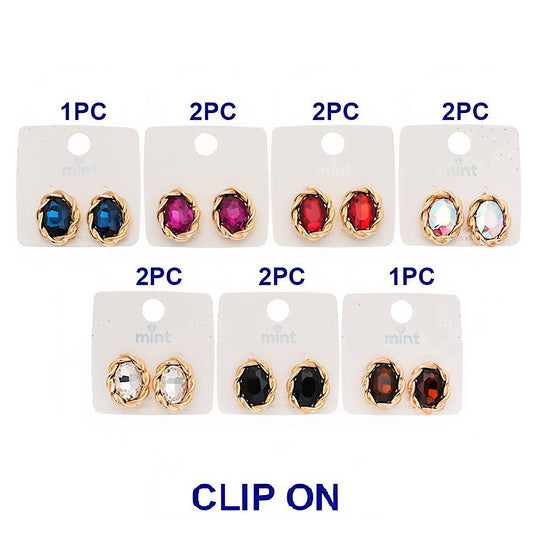 Clip On Twist Crystal Earring