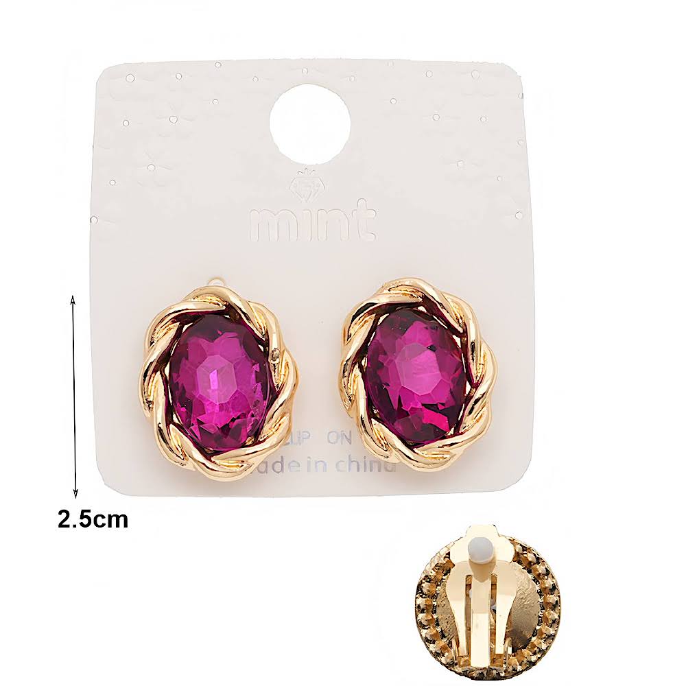 Clip On Twist Crystal Earring