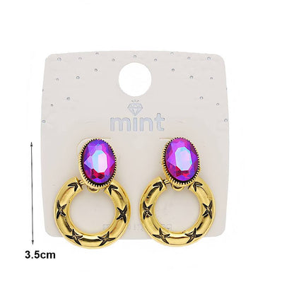 Crystal & Etched Hoop Drop Earring