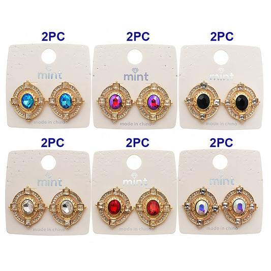 Rhinestone Oval Statement Earring
