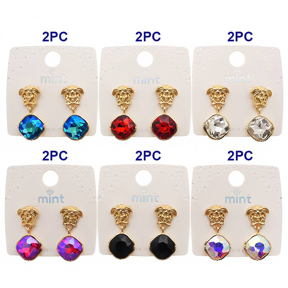 Vintage Face Sculptural Crystal Drop Earring