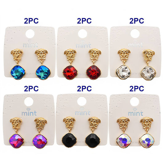 Vintage Face Sculptural Crystal Drop Earring