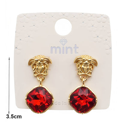 Vintage Face Sculptural Crystal Drop Earring