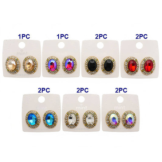 Rhinestone Halo Oval Earring