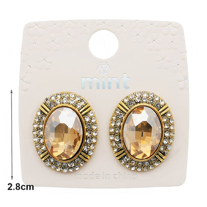 Rhinestone Halo Oval Earring