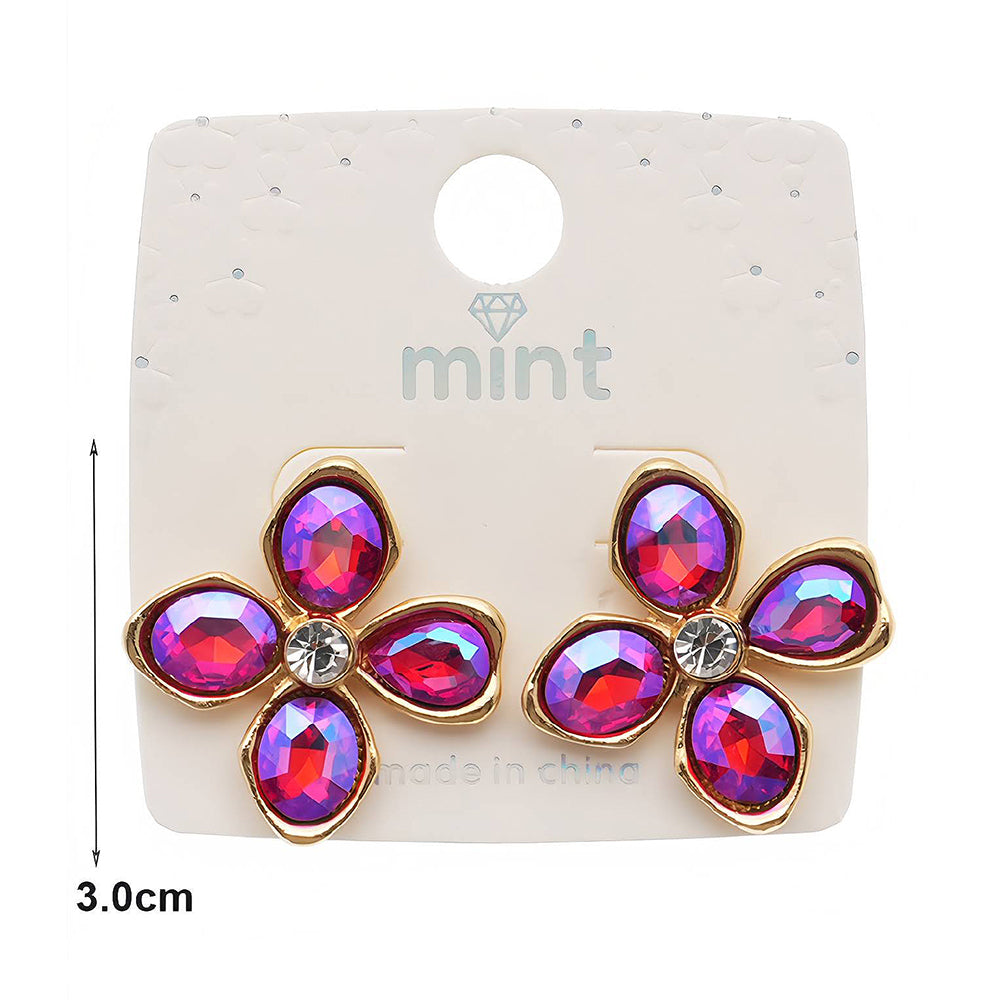 Crystal Flower Gold Trim Earring