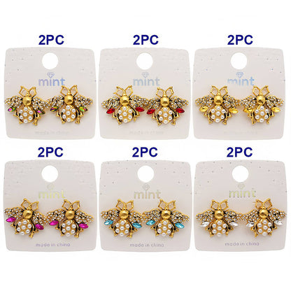 Rhinestone & Pearl Encrusted Winged Beetle Earring