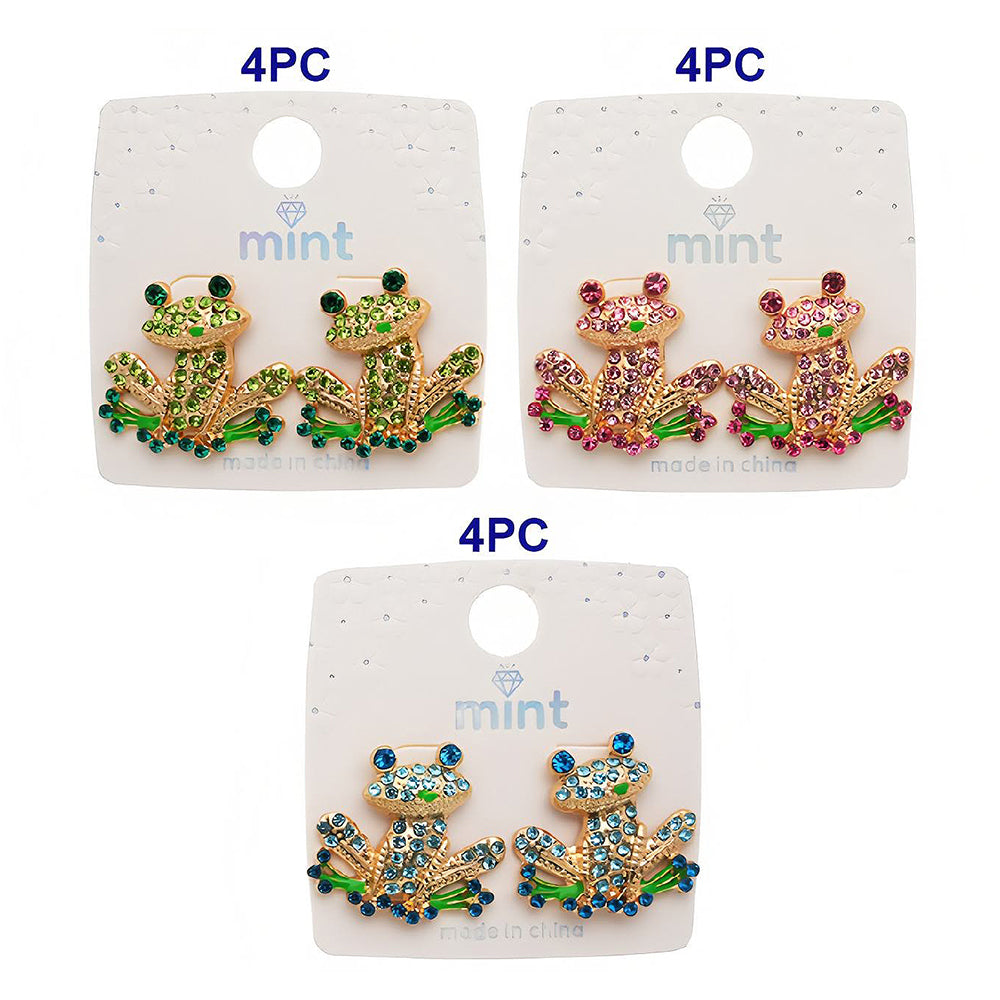 Rhinestone Frog Statement Earring