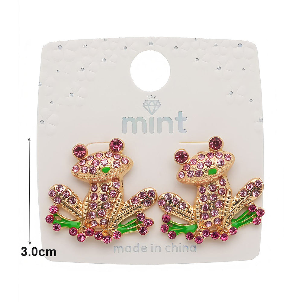 Rhinestone Frog Statement Earring