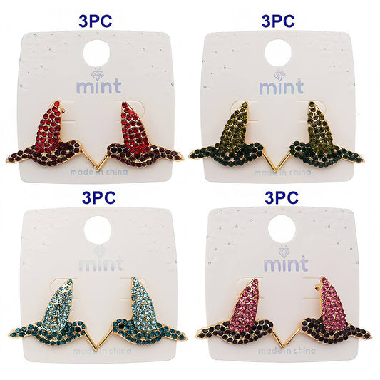 Rhinestone Witch Hat Earring