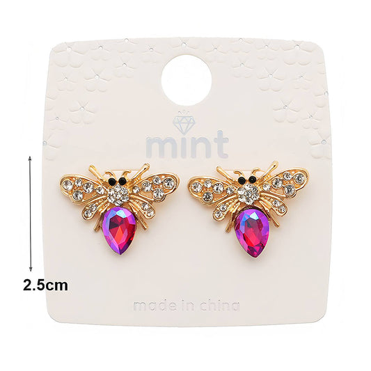 Pavé & Crystal Honey Bee Earring