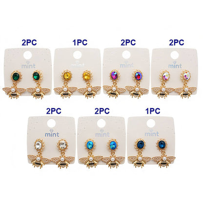 Crystal Sun & Pearl Honey Bee Drop Earring