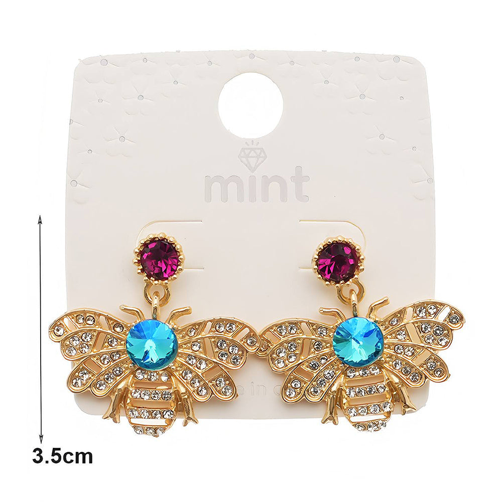 Crystal Rhinestone Honey Bee Drop Earring