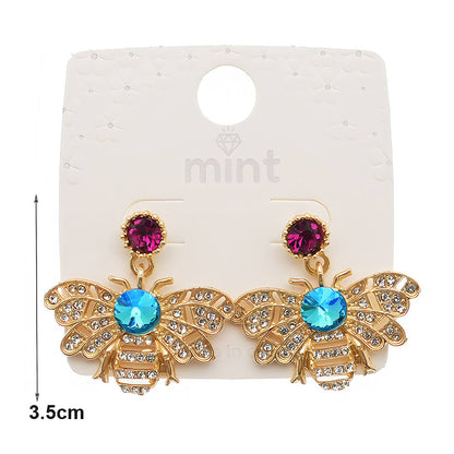 Crystal Rhinestone Honey Bee Drop Earring