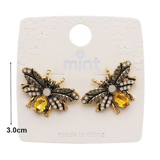 Pavé & Crystal Honey Bee Earring