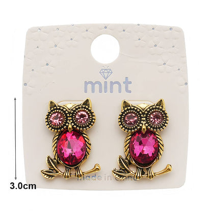Vintage Crystal Owl Statement Earring